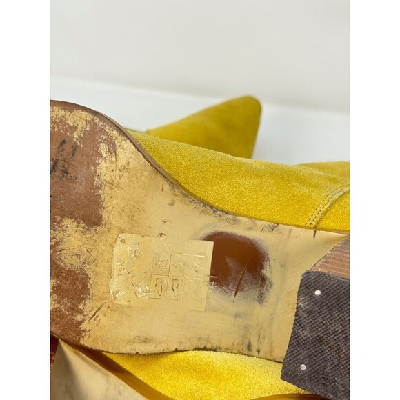 Navid O Nadia Women Boots Yellow Suede Mid Calf Pointed Heeled Designer 41 US 10 - Picture 11 of 12